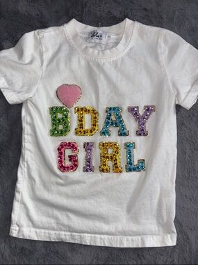 Lola + The Boys White BDAY GIRL' Tee with Pink Heart